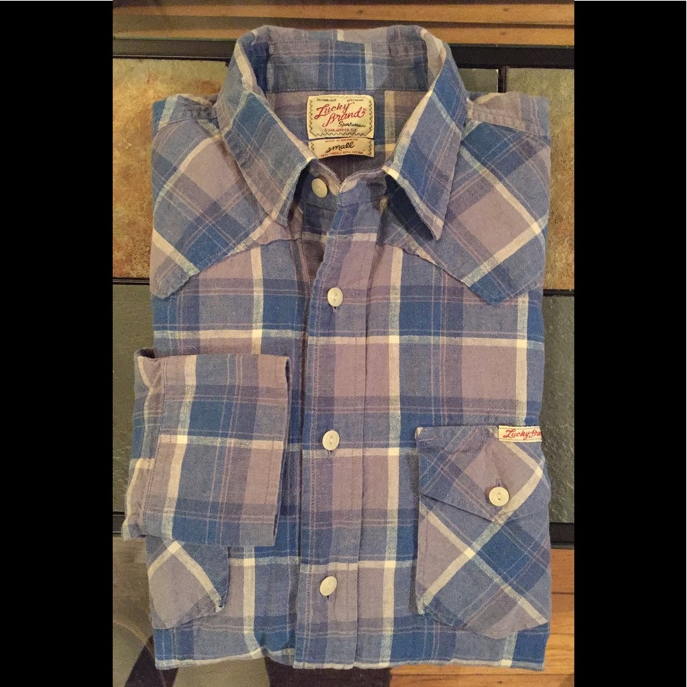 Lucky Brand Linen Western Style Shirt Small Grey